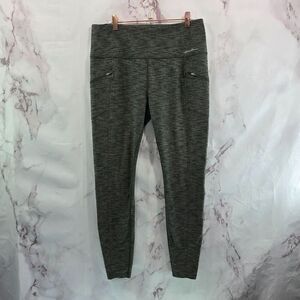 Eddie Bauer Leggings Women Large Green Heathered High Rise First Ascent Pocket